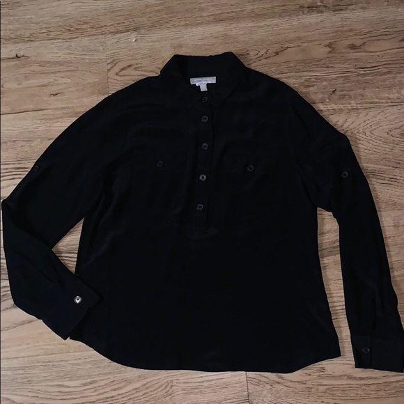 Banana Republic Black Silk Shirt Size Large